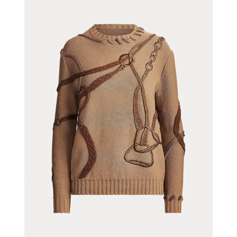 NWT Ralph Lauren Collection Bridle Crewneck Wool Jumper Purple Label Size Large - Picture 1 of 15